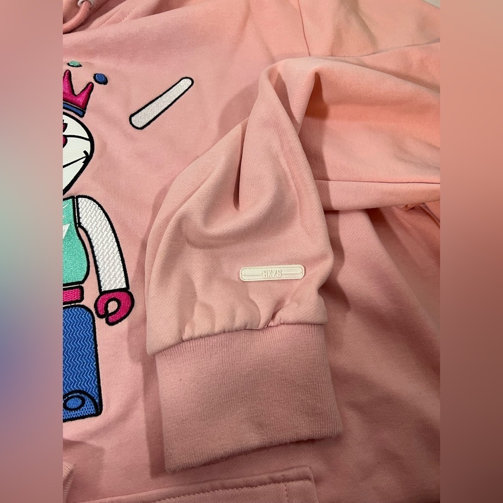 BKYS Sweatshirt Hoodie Brick Toy Men Pink Graphic Kangaroo Pocket Drawcord 2XL - Picture 9 of 11